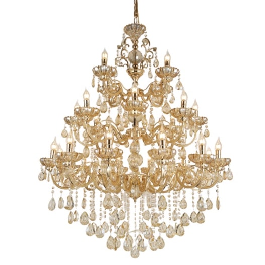 LUSTRE PENDENTE 24 BRAÇOS Ø95X150CM CRISTAL E METAL DOURADO | SINDORA ILUMINAÇÃO DCD00409-12+8+4