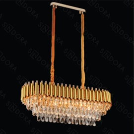 LUSTRE PENDENTE 30X80X30CM CRISTAL E METAL DOURADO E TRANSPARENTE | SINDORA ILUMINAÇÃO DCD00799