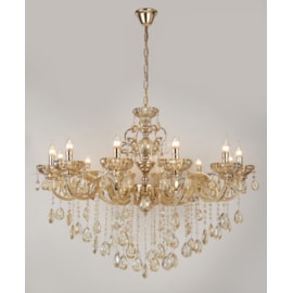 LUSTRE PENDENTE 5 BRAÇOS Ø50X50CM CRISTAL E METAL DOURADO | SINDORA ILUMINAÇÃO DCD00409-5