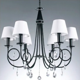 LUSTRE PENDENTE 6 BRAÇOS 6XE27 80X82 METAL | OLD ARTISAN PL-115/6 (S/CRISTAIS e S/CUPULA)