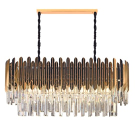 LUSTRE PENDENTE 75X35CM CRISTAL E METAL DOURADO E TRANSPARENTE | SINDORA ILUMINAÇÃO DCD03907