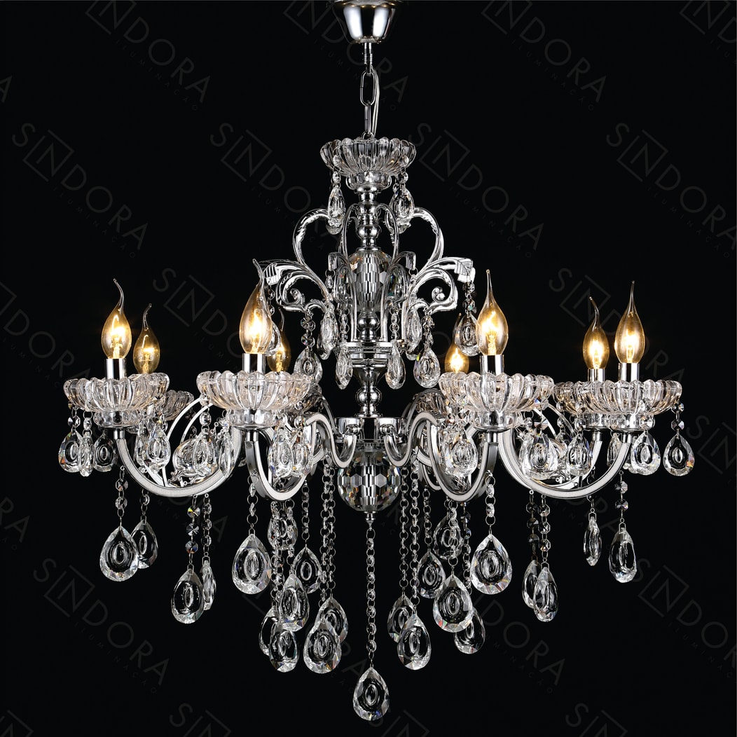 LUSTRE DIAMOND METAL E CRISTAL CROMADO 12XG9 | HEVVY 0787 SL LUSTRE DIAMOND METAL E CRISTAL CROMADO 12XG9 | HEVVY 0787 SL