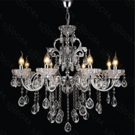 LUSTRE PENDENTE 8 BRAÇOS Ø75X80CM CRISTAL E METAL CROMADO E TRANSPARENTE | SINDORA ILUMINAÇÃO DCD00405-8 LUSTRE PENDENTE 8 BRAÇOS Ø75X80CM CRISTAL E METAL CROMADO E TRANSPARENTE | SINDORA ILUMINAÇÃO DCD00405-8