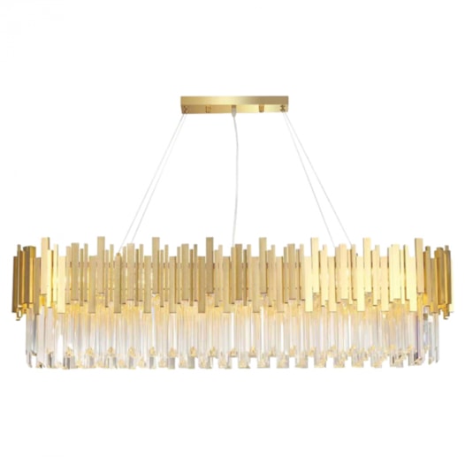 LUSTRE PENDENTE LED FANCY BIVOLT 120CM CRISTAL E METAL DOURADO E TRANSPARENTE | SKYLIGHT SKY-3013-1L LUSTRE PENDENTE LED FANCY BIVOLT 120CM CRISTAL E METAL DOURADO E TRANSPARENTE | SKYLIGHT SKY-3013-1L