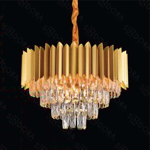 LUSTRE PENDENTE Ø50X35CM CRISTAL E METAL DOURADO E TRANSPARENTE | SINDORA ILUMINAÇÃO DCD00793 LUSTRE PENDENTE Ø50X35CM CRISTAL E METAL DOURADO E TRANSPARENTE | SINDORA ILUMINAÇÃO DCD00793