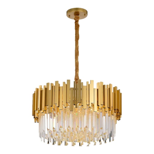 LUSTRE PENDENTE VIK REDONDO Ø60X34CM CRISTAL E METAL DOURADO | USINA IMPORTS UI20395/60DR LUSTRE PENDENTE VIK REDONDO Ø60X34CM CRISTAL E METAL DOURADO | USINA IMPORTS UI20395/60DR