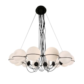 LUSTRE SFERE Ø90CM METAL E VIDRO PRETO | +LUZ PE-116/12.90PT LUSTRE SFERE Ø90CM METAL E VIDRO PRETO | +LUZ PE-116/12.90PT