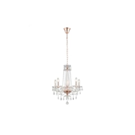 LUSTRE TYENE 5 BRAÇOS Ø54X63CM METAL E VIDRO ROSE GOLD E TRANSPARENTE | BELLA ILUMINAÇÃO JF305 LUSTRE TYENE 5 BRAÇOS Ø54X63CM METAL E VIDRO ROSE GOLD E TRANSPARENTE | BELLA ILUMINAÇÃO JF305