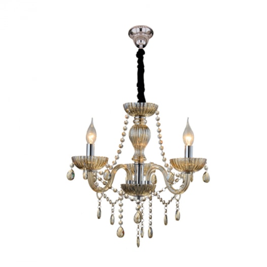 LUSTRE VALENTINA METAL, CRISTAL E VIDRO CHAMPANHE 3XE14 | HEVVY 0957 SL-5834/H3 CHP