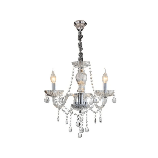 LUSTRE VALENTINA METAL, CRISTAL E VIDRO CINZA CLARO 3XE14 | HEVVY 0956 SL-5834/H3 CLEAR