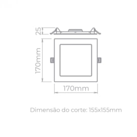 PAINEL/LUMINÁRIA DE EMBUTIR 12W 17X17CM BRANCO 3000K | STELLA STH9952Q/30