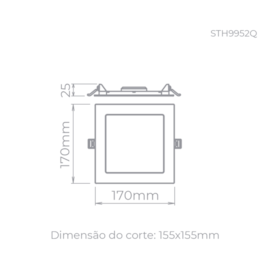 PAINEL/LUMINÁRIA DE EMBUTIR 12W 17X17CM BRANCO 6500K | STELLA STH9952Q/65