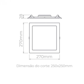 PAINEL/LUMINÁRIA DE EMBUTIR 24W 27X27CM BRANCO 3000K | STELLA STH9954Q/30