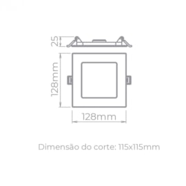 PAINEL/LUMINÁRIA DE EMBUTIR 6W 12,8X12,8CM BRANCO 3000K | STELLA STH9951Q/30