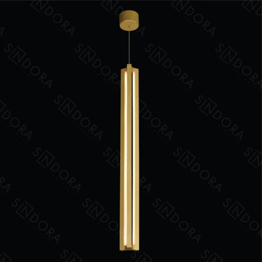 PENDENTE 08x80CM 30W 3000K 3700LM BIVOLT METAL+ACRILICO DOURADO