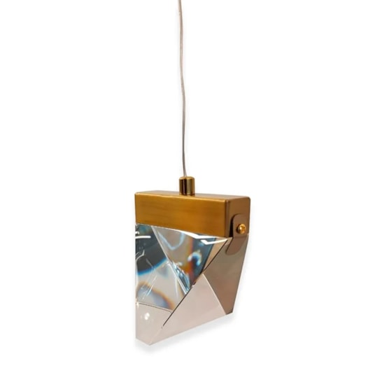 PENDENTE 10×11x150CM 5W 3000K BIVOLT METAL+CRISTAL DOURADO | SINDORA DCD02024