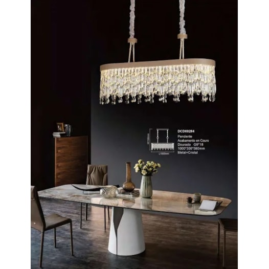 PENDENTE 100x35x58CM G9X18, METAL+CRISTAL DOURADO | SINDORA DCD00284 PENDENTE 100x35x58CM G9X18, METAL+CRISTAL DOURADO | SINDORA DCD00284