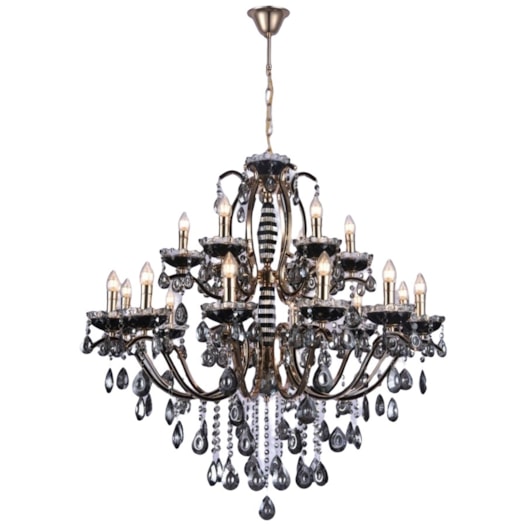 PENDENTE 100x85CM E14X18, 60W METAL+CRISTAL DOURADO+PRETO | SINDORA DCD00481-12+6 PENDENTE 100x85CM E14X18, 60W METAL+CRISTAL DOURADO+PRETO | SINDORA DCD00481-12+6