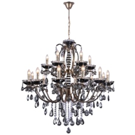 PENDENTE 100x85CM E14X18, 60W METAL+CRISTAL DOURADO+PRETO | SINDORA DCD00481-12+6 PENDENTE 100x85CM E14X18, 60W METAL+CRISTAL DOURADO+PRETO | SINDORA DCD00481-12+6