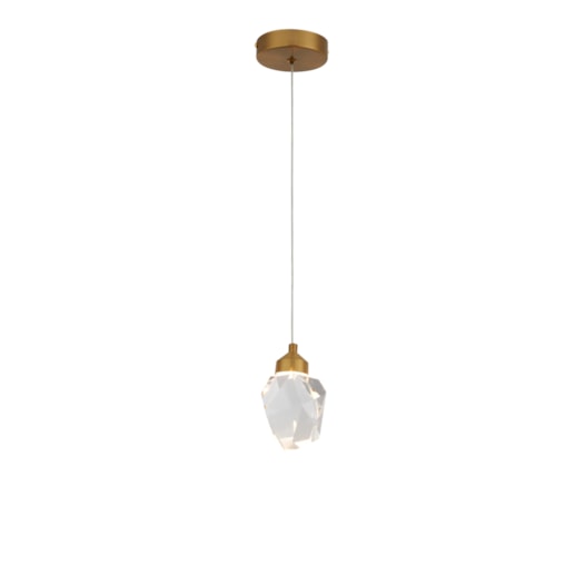 PENDENTE 10CM 5W 3000K BIVOLT METAL+CRISTAL DOURADO | SINDORA DCD02103