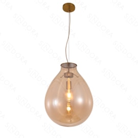 PENDENTE 48x62CM E27×3 METAL BRONZE+VIDRO CONHAQUE | SINDORA DCD04012