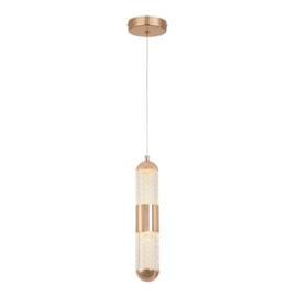 PENDENTE 5.8×29CM 5W 3000K BIVOLT METAL+CRISTAL DOURADO | SINDORA DCD02138