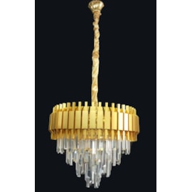 PENDENTE 50×39CM E14×7, METAL+CRISTAL DOURADO | SINDORA DCD00447