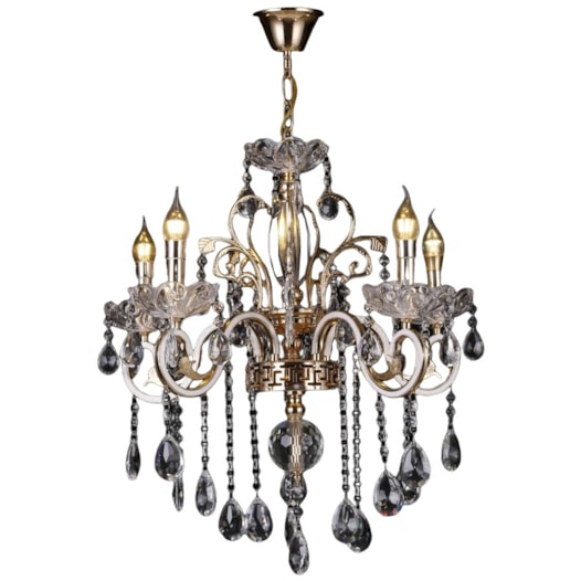 PENDENTE 50x50CM E14X5, METAL+CRISTAL DOURADO+BRANCO | SINDORA DCD00480-5 PENDENTE 50x50CM E14X5, METAL+CRISTAL DOURADO+BRANCO | SINDORA DCD00480-5