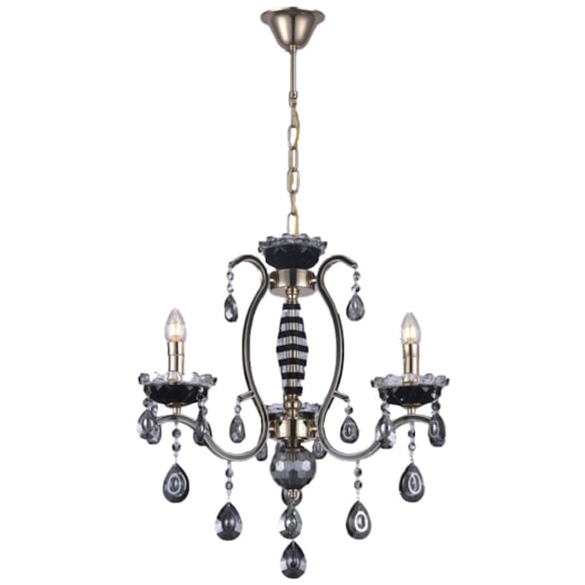 PENDENTE 50x60CM E14X3, 60W METAL+CRISTAL DOURADO+PRETO | SINDORA DCD00481-3 PENDENTE 50x60CM E14X3, 60W METAL+CRISTAL DOURADO+PRETO | SINDORA DCD00481-3