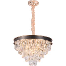 PENDENTE 60×40CM E14×14, METAL+CRISTAL DOURADO E PRETO | SINDORA DCD00229 PENDENTE 60×40CM E14×14, METAL+CRISTAL DOURADO E PRETO | SINDORA DCD00229