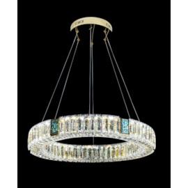 PENDENTE 60CM 30W 3000K BIVOLT INOX+CRISTAL CHAMPAGNE | SINDORA DCD00753