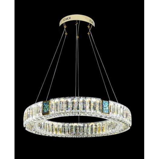 PENDENTE 60CM 30W 3000K BIVOLT INOX+CRISTAL CHAMPAGNE | SINDORA DCD00753