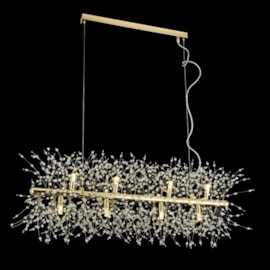 PENDENTE 70x30CM G9X9, METAL+CRISTAL DOURADO | SINDORA DCD00772