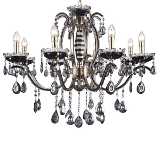 PENDENTE 75x70CM E14X8, 60W METAL+CRISTAL DOURADO+PRETO | SINDORA DCD00481-8 PENDENTE 75x70CM E14X8, 60W METAL+CRISTAL DOURADO+PRETO | SINDORA DCD00481-8