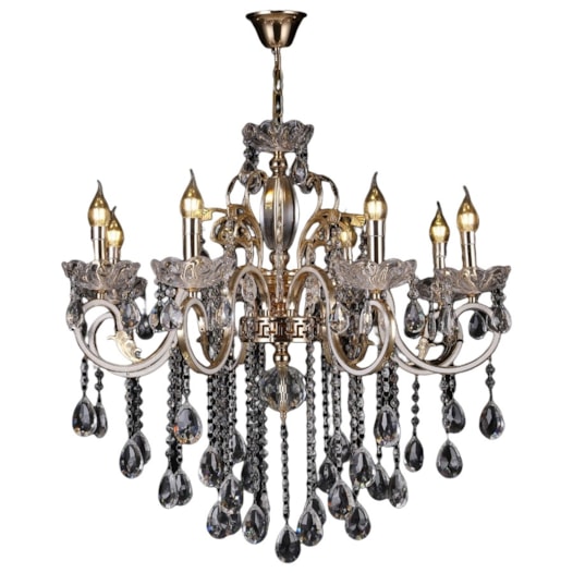 PENDENTE 75x80CM E14X8, METAL+CRISTAL DOURADO+BRANCO | SINDORA DCD00480-8 PENDENTE 75x80CM E14X8, METAL+CRISTAL DOURADO+BRANCO | SINDORA DCD00480-8