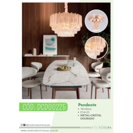 PENDENTE 78×40CM E14×21, METAL+CRISTAL DOURADO | SINDORA DCD00225 PENDENTE 78×40CM E14×21, METAL+CRISTAL DOURADO | SINDORA DCD00225