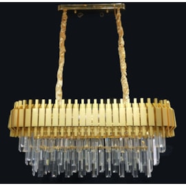 PENDENTE 80×30×33CM E14×10, METAL+CRISTAL DOURADO | SINDORA DCD00450