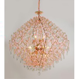 PENDENTE 80CM E14×21, METAL+CRISTAL ROSE | SINDORA DCD00418