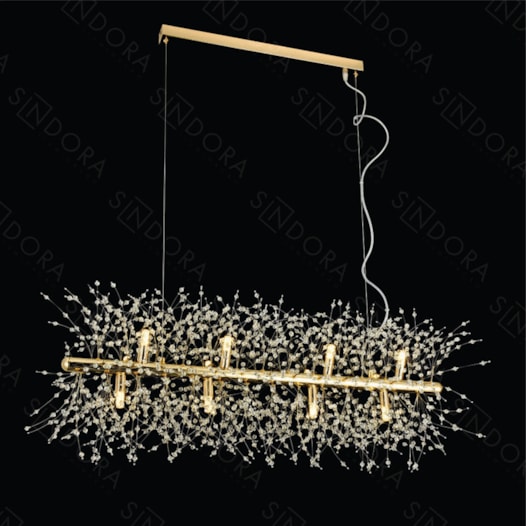 PENDENTE 90x30CM G9X12, METAL+CRISTAL DOURADO | SINDORA DCD00774 PENDENTE 90x30CM G9X12, METAL+CRISTAL DOURADO | SINDORA DCD00774