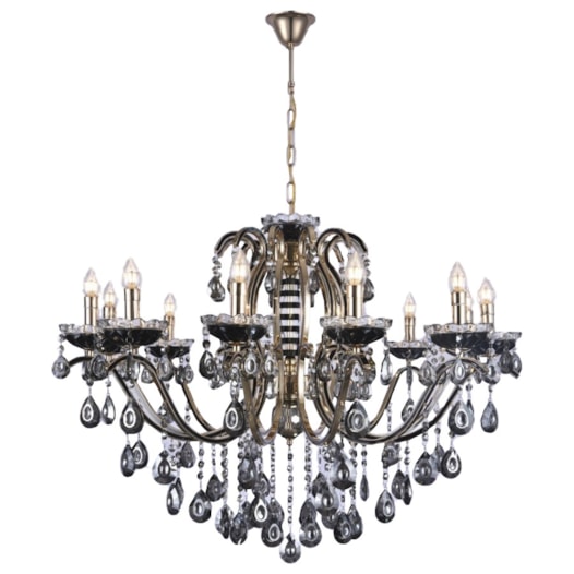 PENDENTE 90x75CM E14X12, 60W METAL+CRISTAL DOURADO+PRETO | SINDORA DCD00481-12 PENDENTE 90x75CM E14X12, 60W METAL+CRISTAL DOURADO+PRETO | SINDORA DCD00481-12