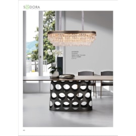 PENDENTE 97×31×33CM E14×13, METAL+CRISTAL DOURADO E PRETO | SINDORA DCD00230