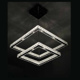 PENDENTE ALIANÇA QUADRADO - 60CM/40CM 58W CRISTAL HONEY | DNA LUSTRES - ALQU-60-2-H