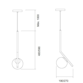 PENDENTE ANGULAR C/ GLOBO 1L E27 | USINA 16456/1 PENDENTE ANGULAR C/ GLOBO 1L E27 | USINA 16456/1