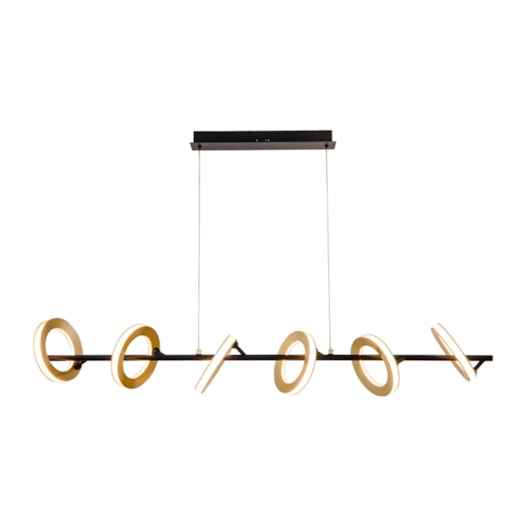 PENDENTE ANILLO HORIZONTAL PRETO + DOURADO 1200X200 LED 75W 3000K 4875LM BIVOLT | USINA IMPORTS UI20150/75PTDR