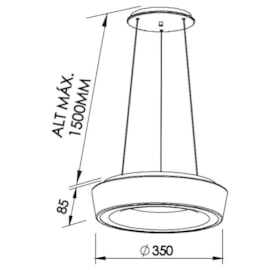 PENDENTE APOLLO 16,8W 3000K 127/220V DIAM.350X85MM 3M CABO | NEWLINE 585LED3Y