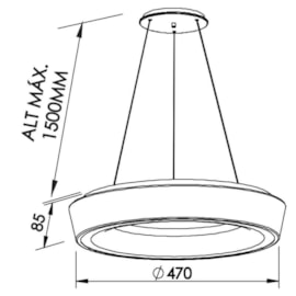 PENDENTE APOLLO 25,2W 3000K 127/220V DIAM.470X85MM 5M CABO | NEWLINE 586LED3X