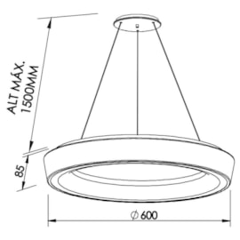 PENDENTE APOLLO 33,6W 3000K 127/220V DIAM.600X85MM 5M CABO | NEWLINE 587LED3X PENDENTE APOLLO 33,6W 3000K 127/220V DIAM.600X85MM 5M CABO | NEWLINE 587LED3X
