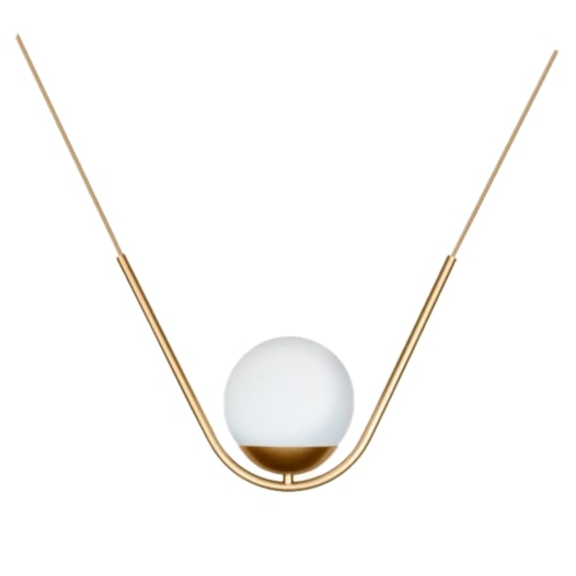 PENDENTE BALANÇO ARCO Ø15CM METAL E VIDRO DOURADO E FOSCO | LUMAVI 385 PENDENTE BALANÇO ARCO Ø15CM METAL E VIDRO DOURADO E FOSCO | LUMAVI 385