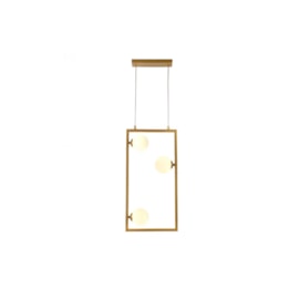 PENDENTE BALANÇO RETANGULAR 60X30CM METAL E VIDRO DOURADO E FOSCO | BELLA ILUMINAÇÃO TR004 PENDENTE BALANÇO RETANGULAR 60X30CM METAL E VIDRO DOURADO E FOSCO | BELLA ILUMINAÇÃO TR004
