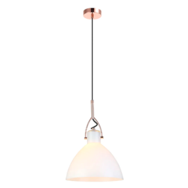 PENDENTE BAR 1XE27 BIVOLT 25X36,2CM METAL E VIDRO COBRE E BRANCO | BELLA ILUMINAÇÃO OP059A